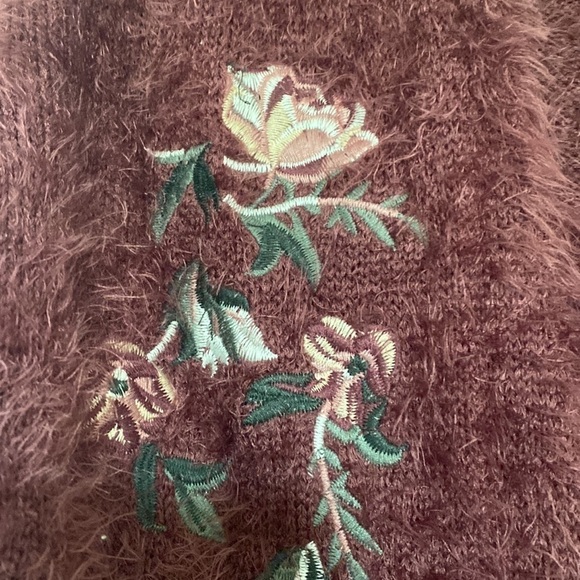 Knox Rose Embroidered Eyelash cardigan Sweater Small - Picture 4 of 8